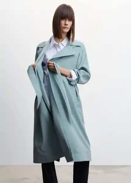 Gabardina Trench Taxi Azul Talla L Mujer Mango