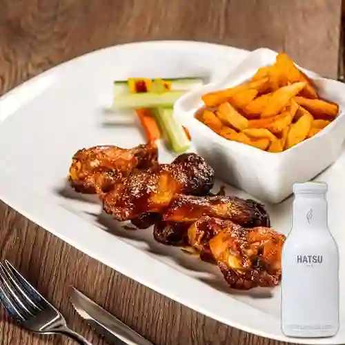 Combo Alitas BBQ 8 Pz + Te Hatsu Blanco 400 ml