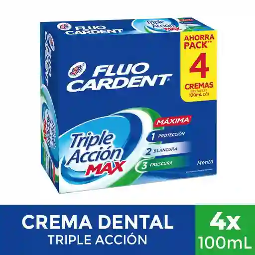 Crema Dental Fluocardent Triple Acción Max X 4 Und (400 Ml)