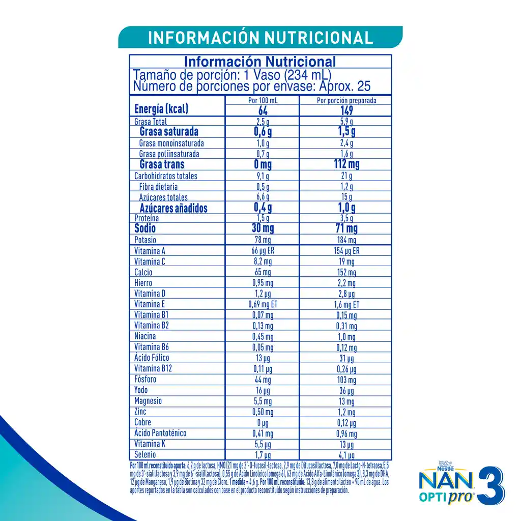 Alimento lácteo NAN OPTIPRO Etapa 3 x 800g