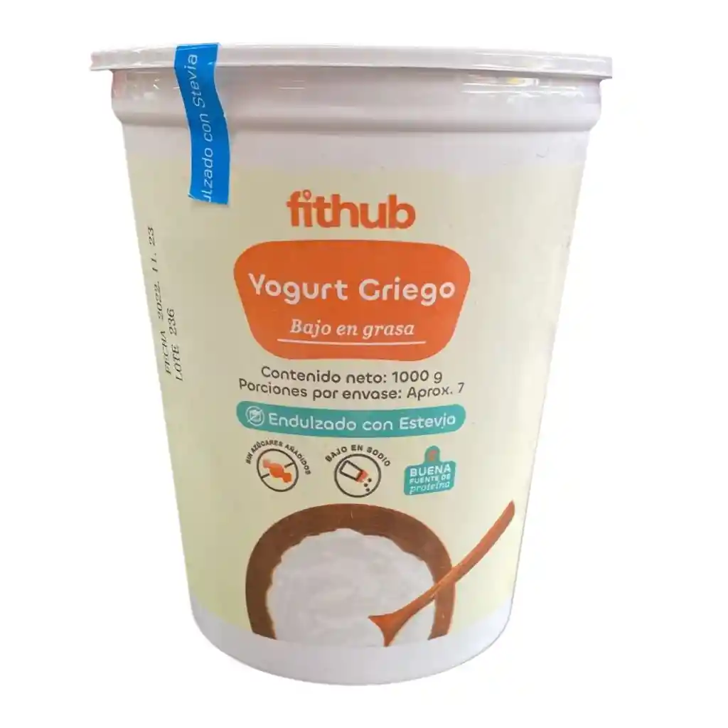 Fithub Yogurt Griego Sabor Natural Bajo en Grasa