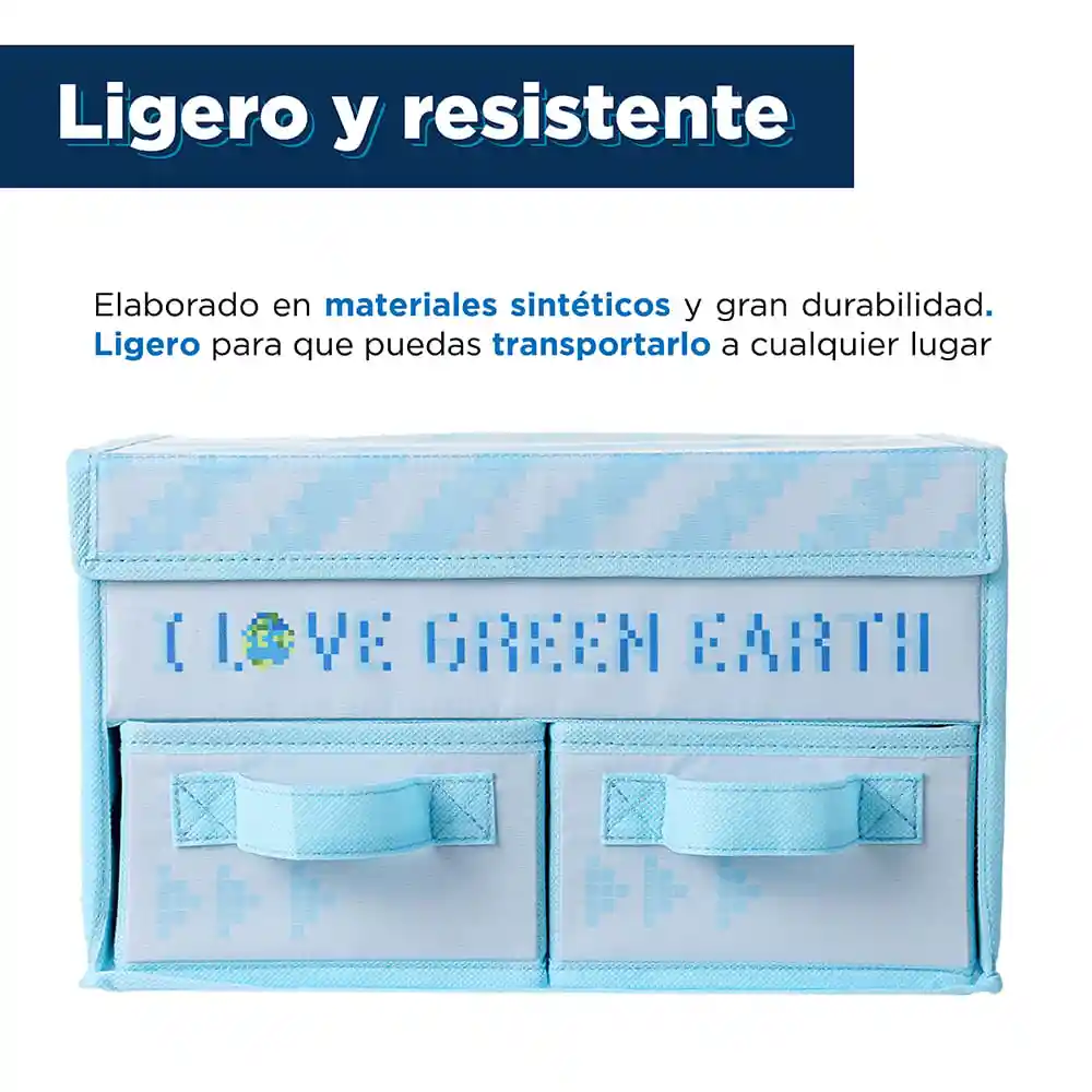 Miniso Organizado de Tela Con Cajones i Love Earth Azul