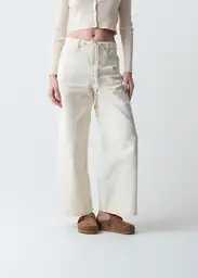 Pantalón Macarena Mujer Crudo Vainilla Claro Talla 12 433G359 Naf Naf