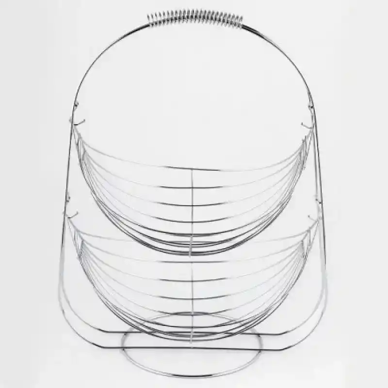 Frutero de 2 Niveles de 45  cm en Acero Inoxidable. Color Plata. Sku 199629