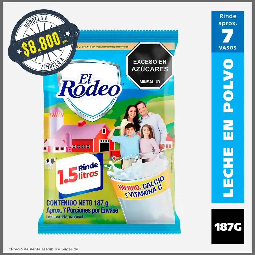 Leche en polvo EL RODEO x 187g