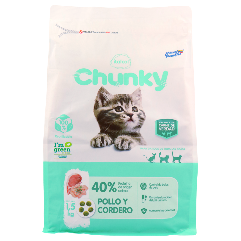 Chunky Alimento para Gaticos Pollo y Cordero 1.5 kg