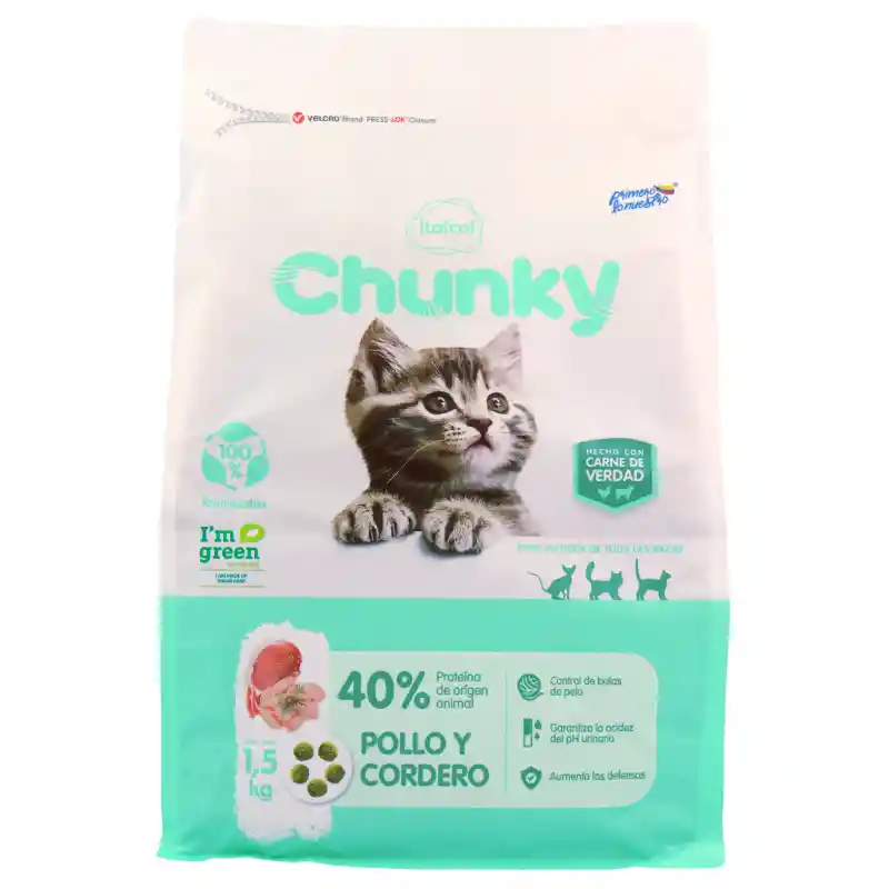 Chunky Alimento para Gaticos Pollo y Cordero 1.5 kg