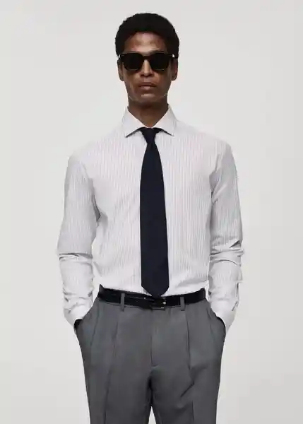 Camisa Vecchia Blanco Talla L Hombre Mango
