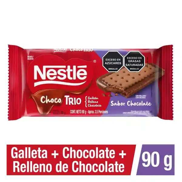 Nestlé Chocotrio Chocolate Galleta Relleno Sabor Chocolate 90 g