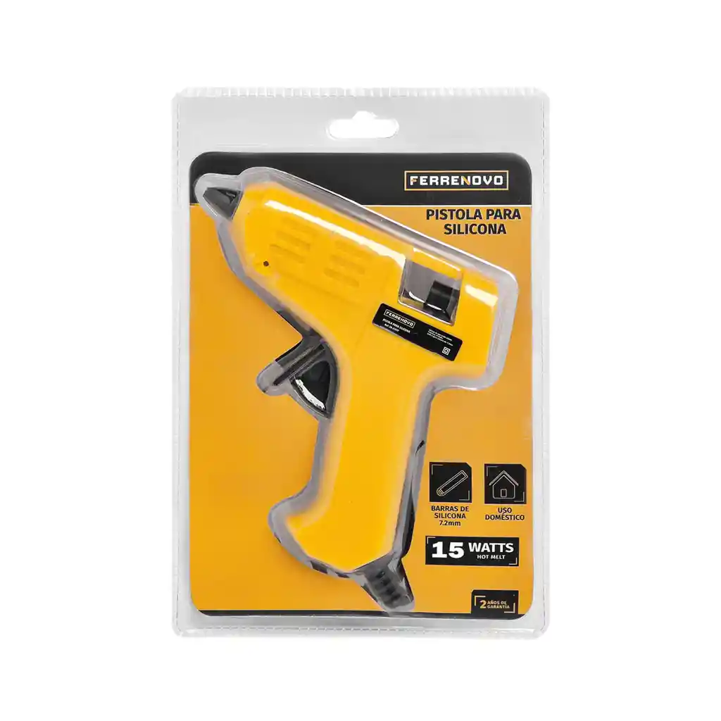 Pistola de Silicona Amarilla 15 Watts Ferrenovo
