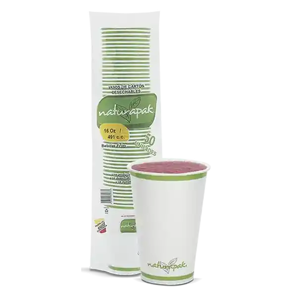 Naturapak Vaso Cartón Color 16 oz