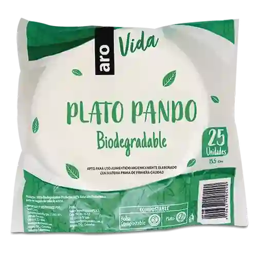 Plato Pando Vida Biodegradable 15.5 cm Aro