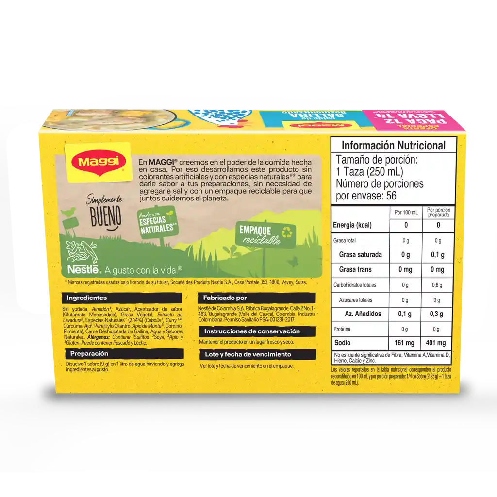 Caldo de Gallina MAGGI Desmenuzado paga 12 lleva 14 sobres x 126g