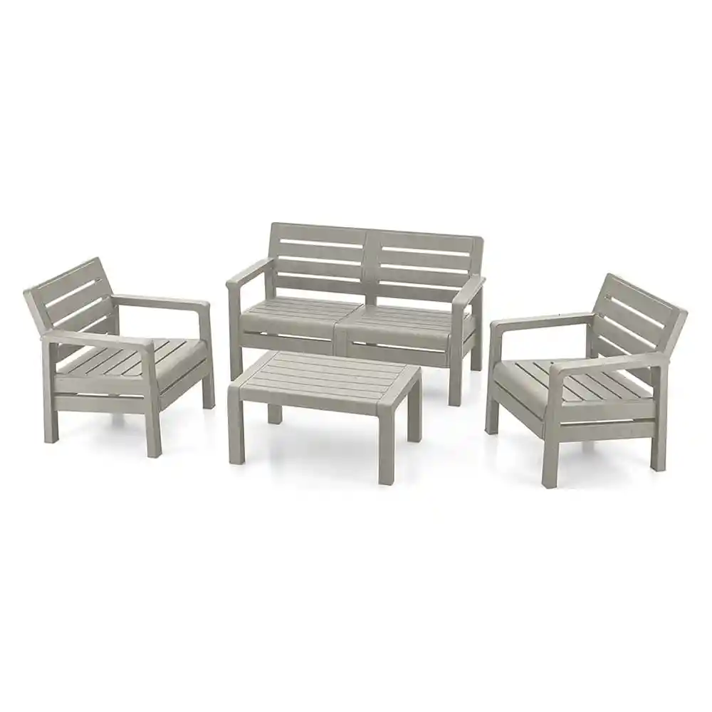 Set Muebles Terraza Sala Barú 4 Puestos Cemento Rimax