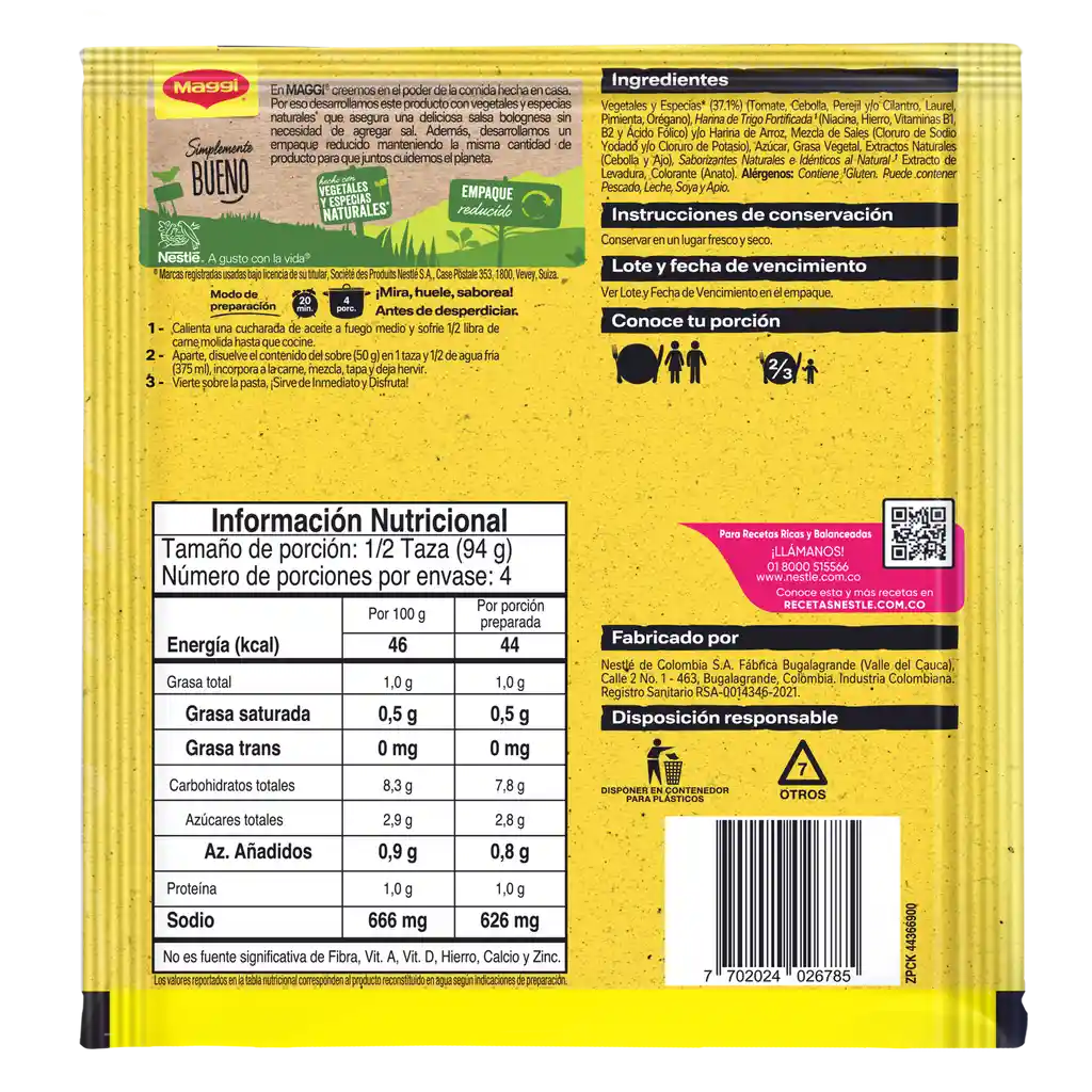 Salsa MAGGI para pasta Bolognesa x 50g