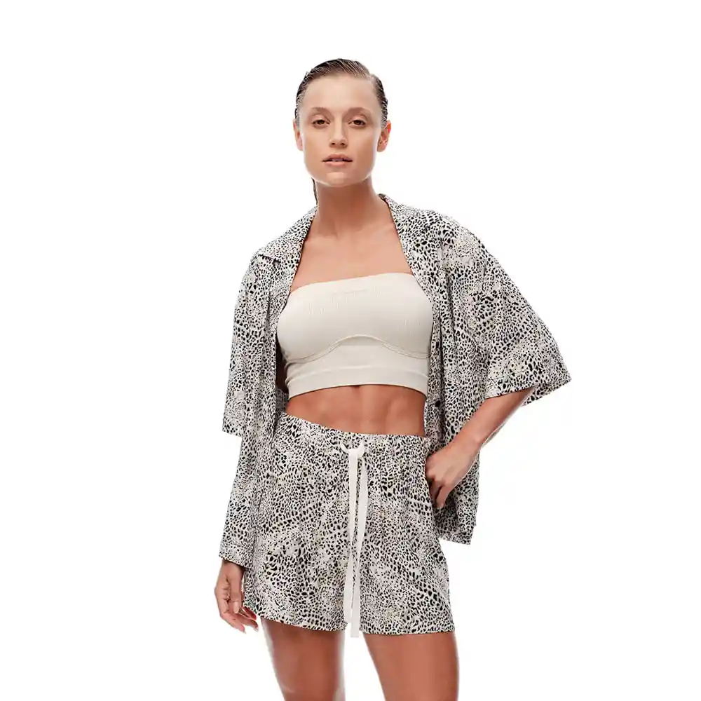 Short Tiro Alto en Tejido Plano Femenino Lilak Gef