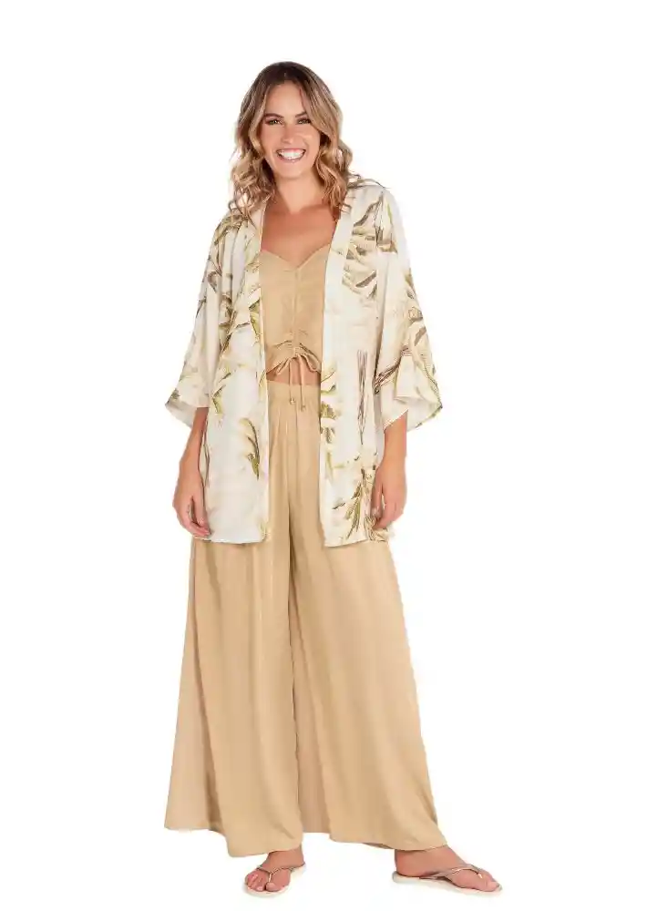 Kimono Estampado L-marfil