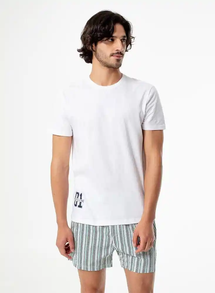 Pijama Corta Corta Hombre Tpun M-blanco902