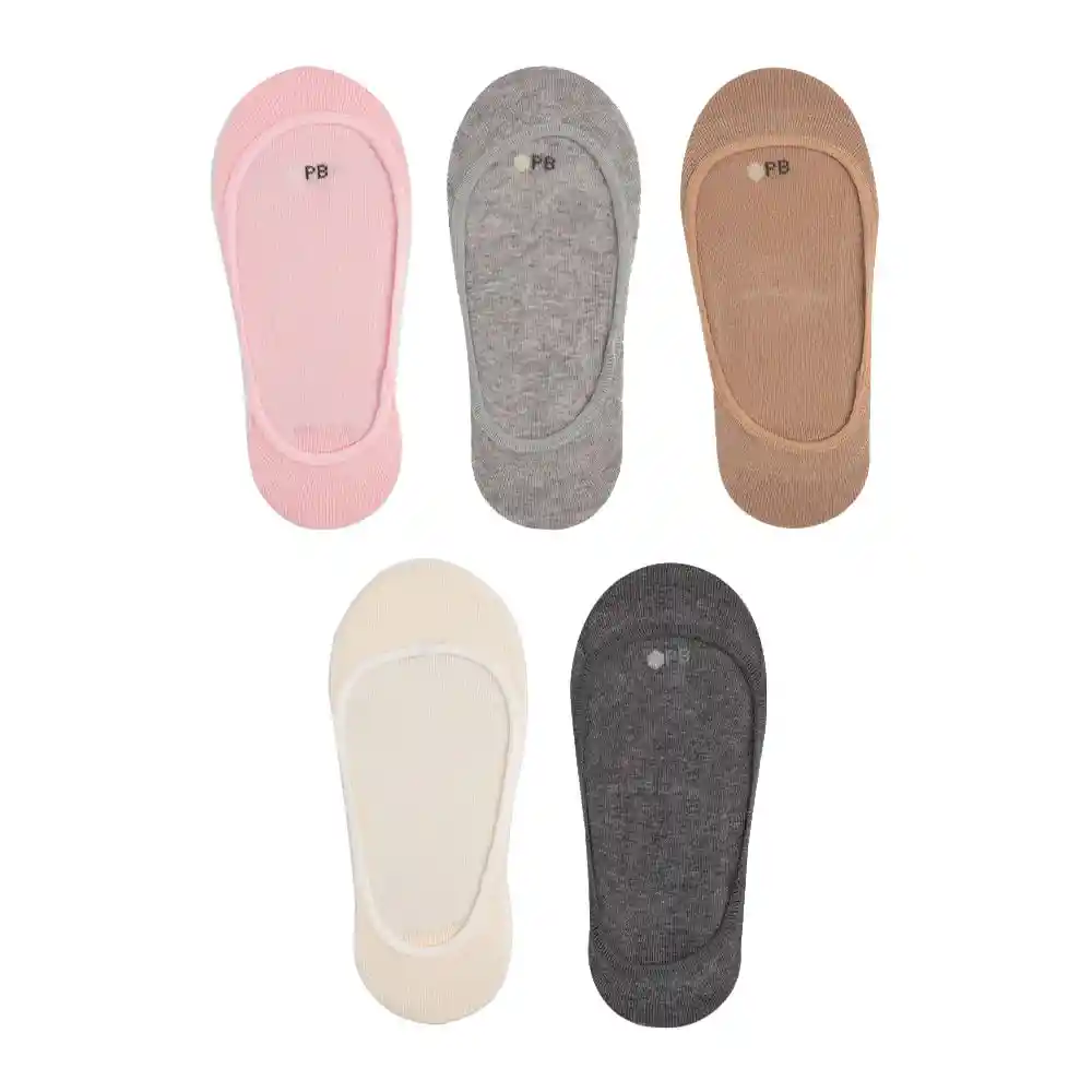 Medias Casual Tipo Baletas Femenino Sensation Print X5 Punto Blanco Talla 9-11