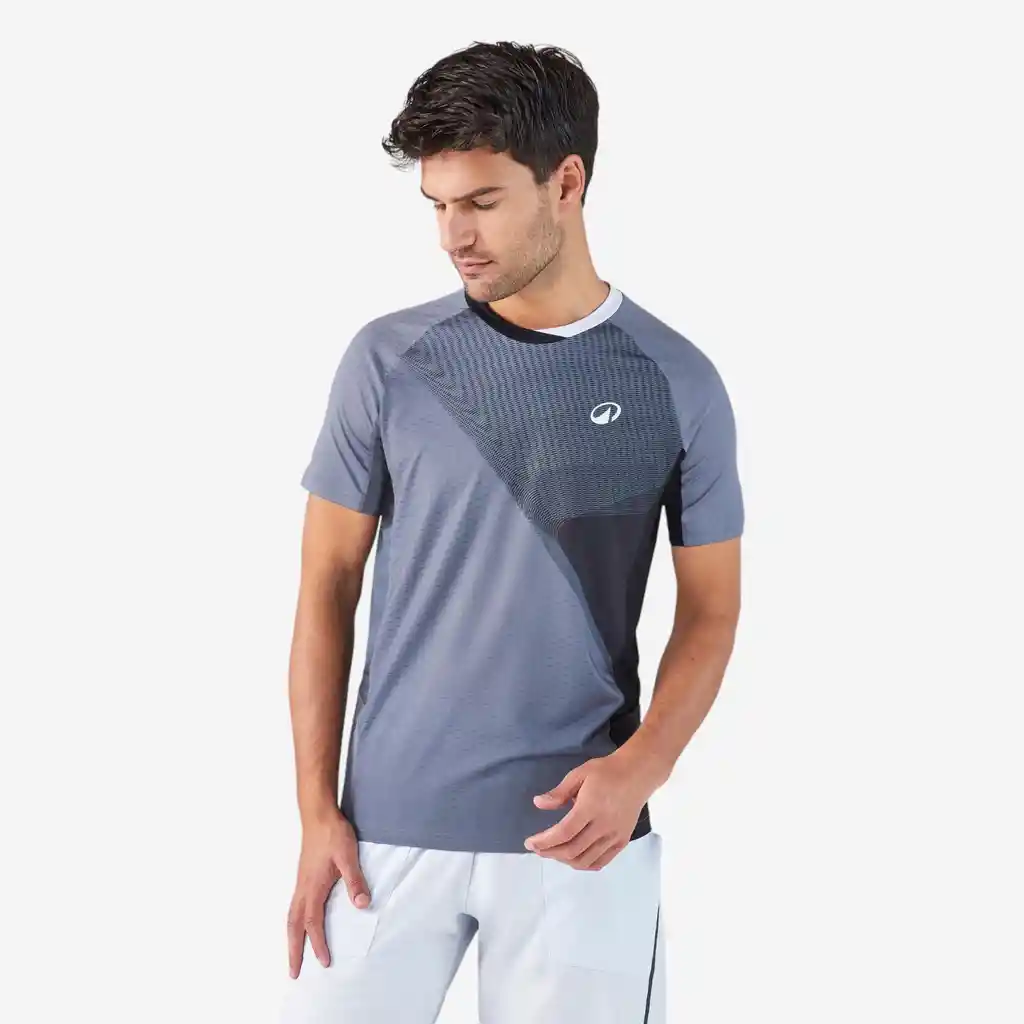 Camiseta Manga Corta Técnica de Pádel Hombre - Kuikma 900 Gris Negro