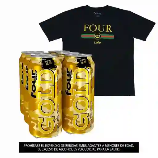 Combo 6 Four Loko Gold 473ml 12° + T-shirt Four Loko. .