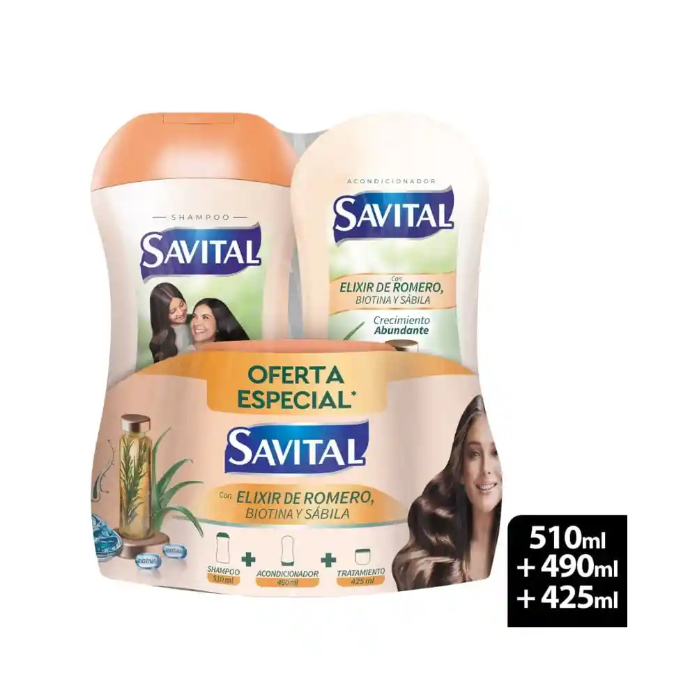 Shampoo+acondicionador+tto Savital Elixir de Romero Kit