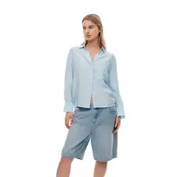 Camisa Manga Larga Con Puño en Viscosa Femenino Lelis Gef Talla M