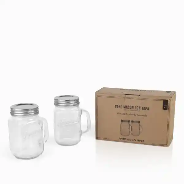 Ambiente Gourmet Set Vaso Mason Con Tapa