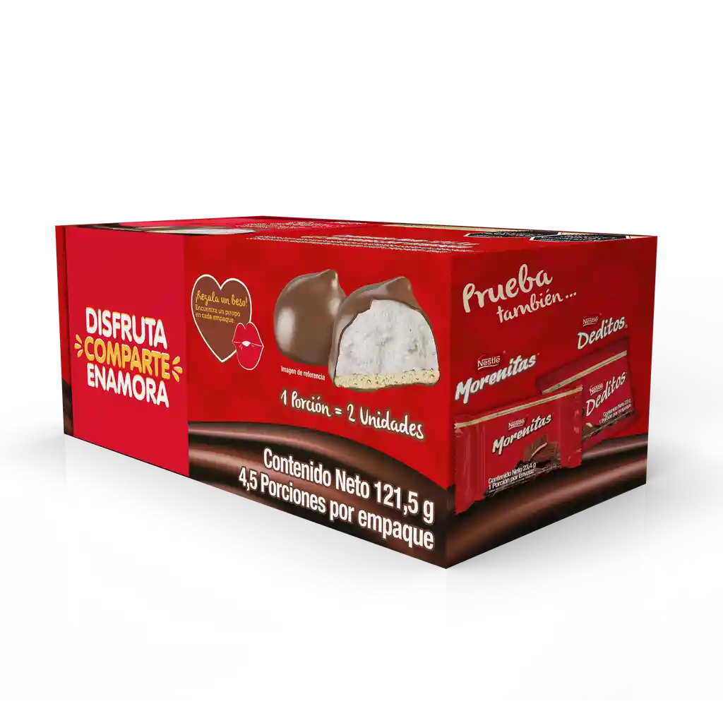 Galleta masmelo BESO DE AMOR cubierta sabor chocolate 9 Unds. x 13,5g c/u