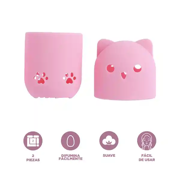 Set de Esponjas de Maquillaje Gatitos Estuche de Silicona Miniso