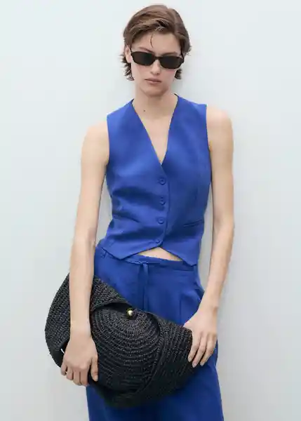 Chaleco Bonnie Azul Talla S Mujer Mango