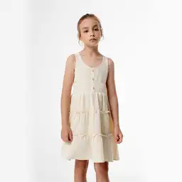 Vestido Corto Manga Sisa en Tejido Plano Kids Femenino Letah Gef Talla 4