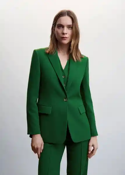 Blazer Americana Maca Verde Talla XL Mujer Mango