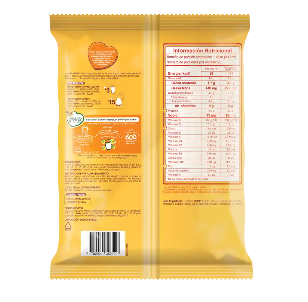 Leche en polvo KLIM Clásica x 600g