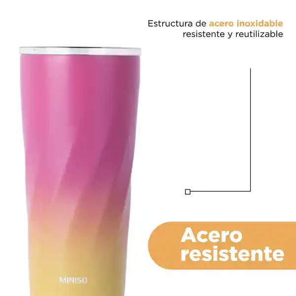 Vaso de Acero Rosa y Amarillo 600 mL Miniso