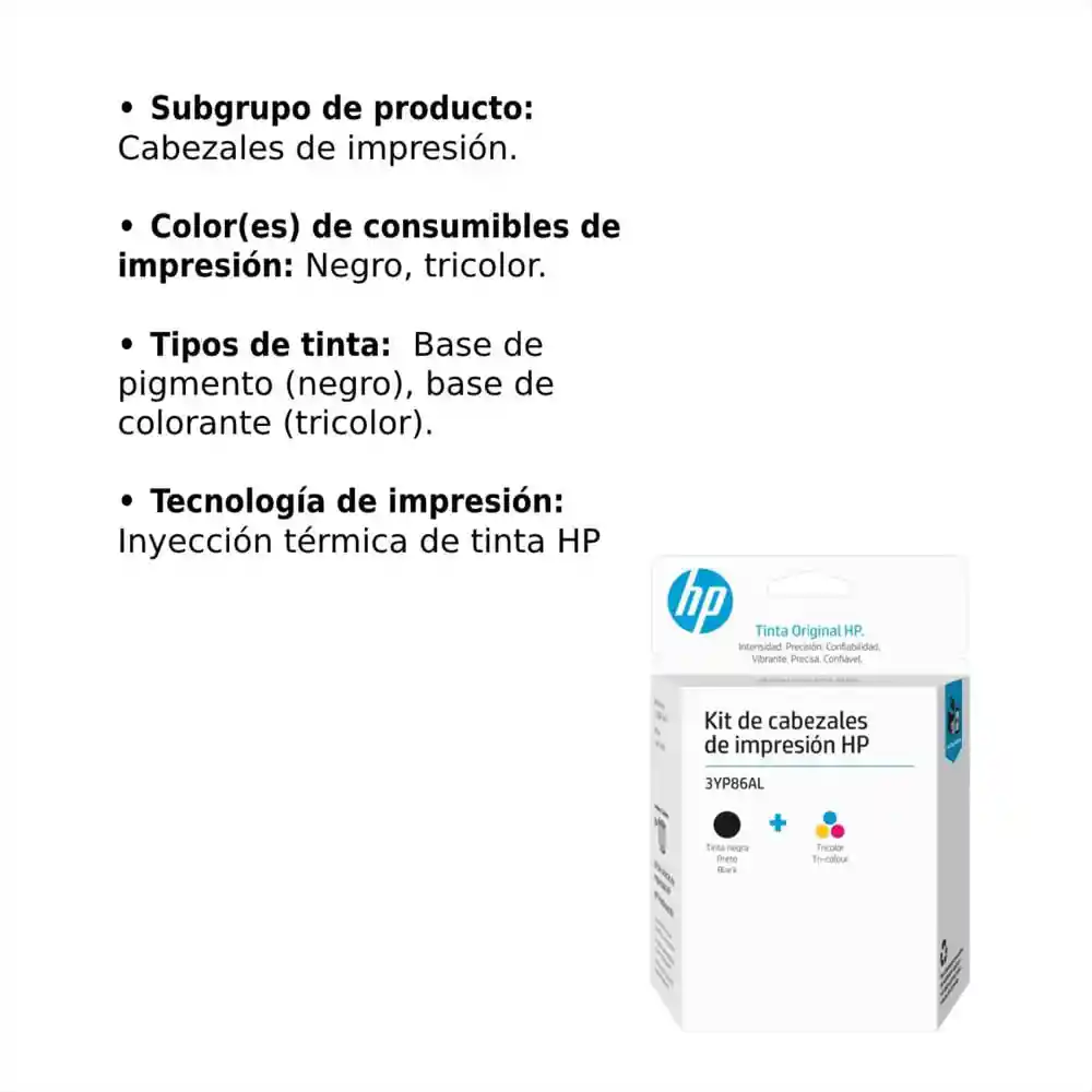 Kit De Cabezal Hp Gt 3yp86al Negro+color