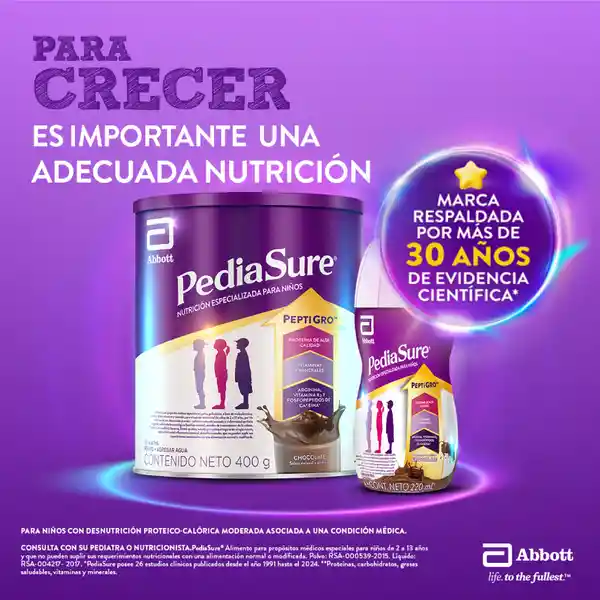 Complemento Nutricional Pediasure Peptigro Chocolate Polvo