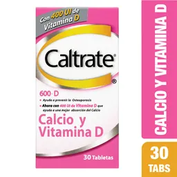 Caltrate 600 + D Calcio y Vitamina D X30 Tabs