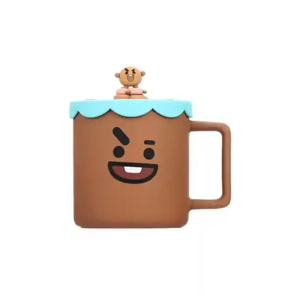 Bt21 Taza Cerámica Con Tapa de Silicona Shooky Colección 425 mL