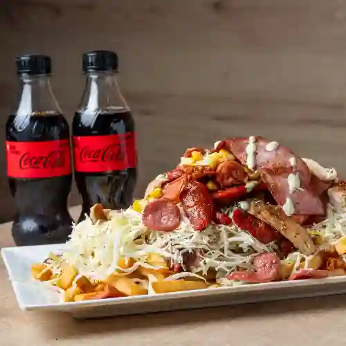 Promo Salchipapa para Dos + Bebidas