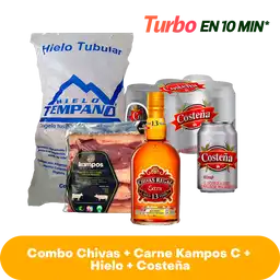  Combo Chivas + Carne Kampos C +  Hielo + Costeña