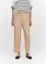 Pantalón Fluido Beige Talla M Mujer Mango