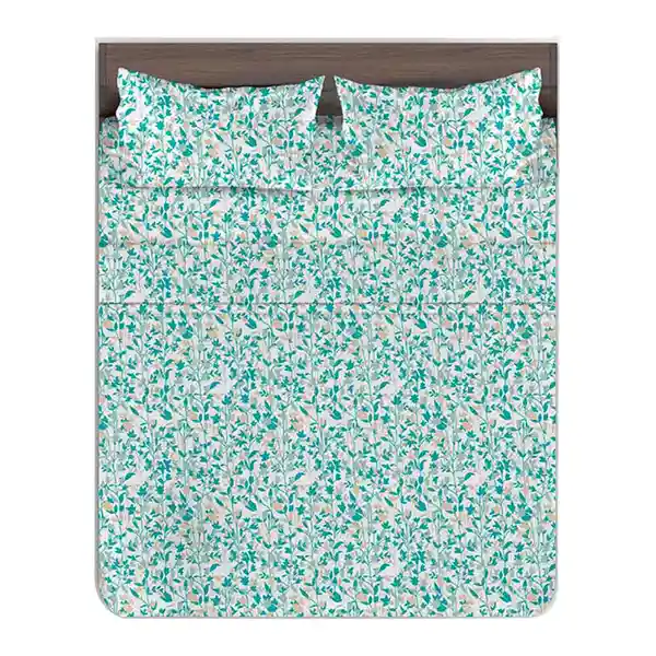 Cannon Juego de Cama Queen Fiori Estampado Turquesa Estampado