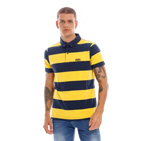 Superdry Camiseta Polo Academy Stripe Amarillo Con Negro Talla L