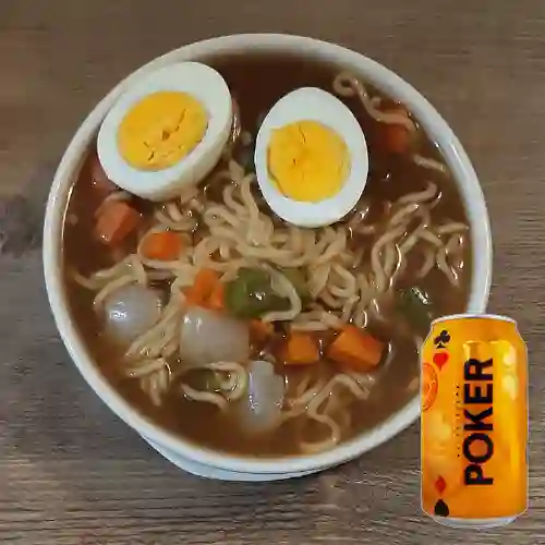 Combo Sopa de Ramen + Cerveza Poker 355cm^3.