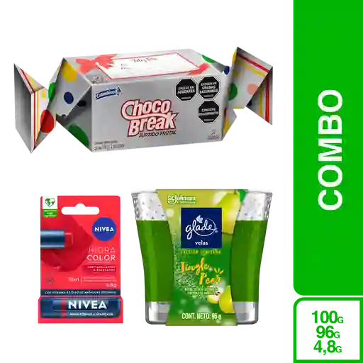 Combo Chocobreak Moño Chocolate+Hidratante Rojo+Vela Jingle Pear