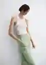 Pantalón Paulica-w Verde Pastel Talla S Mujer Mango