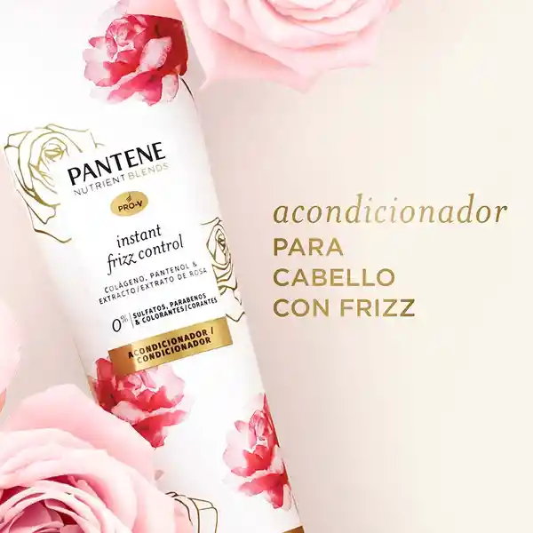 Acondicionador Pantene Pro-V Nutrient Blends Instant Frizz Control Colageno Pantenol y Extracto de Rosa Rinse 235 ml