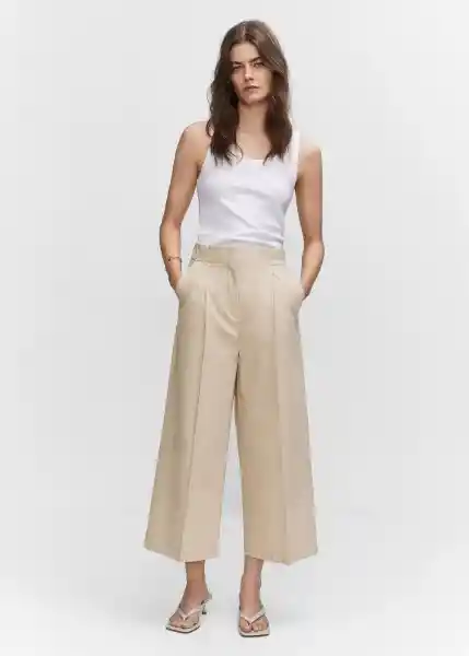 Pantalón Pope Beige Talla 36 Mujer Mango