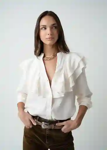 Camisa Tuffi Mujer Crudo Marfil Claro Talla S 512G381 Naf Naf